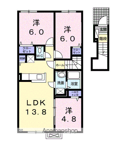 メゾン五稜郭 1番館(3LDK/2階)の間取り写真