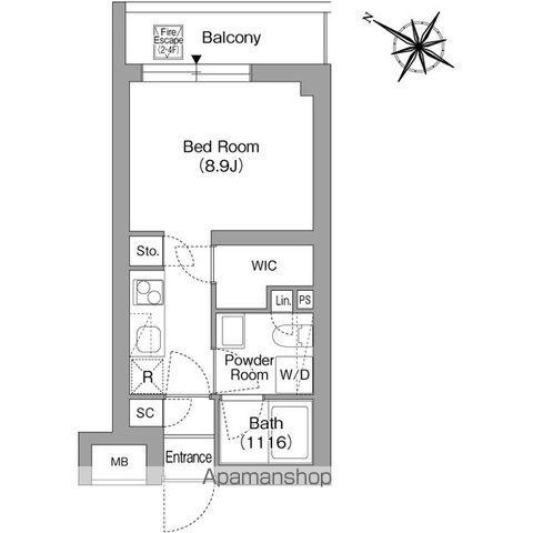 ORSUS戸越銀座(ワンルーム/1階)の間取り写真
