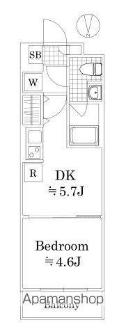 ラフィスタ鷺ノ宮(1DK/4階)の間取り写真