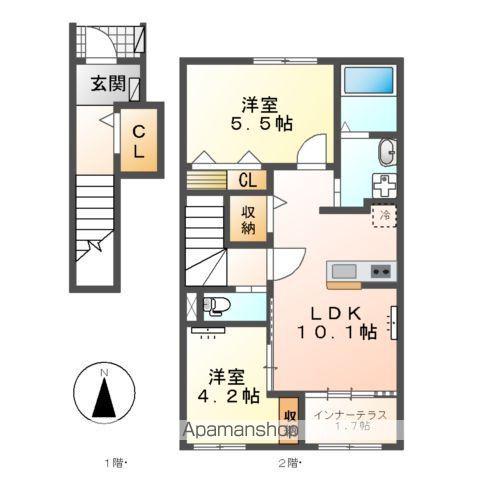 コンフォール青山(2LDK/2階)の間取り写真