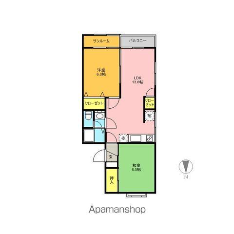 レジデンスT・H Ⅱ号館(2LDK/1階)の間取り写真