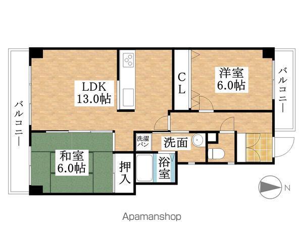 荘苑江南(2LDK/2階)の間取り写真