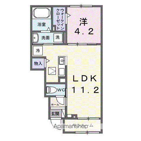 アンフィニ アムールⅠ(1LDK/1階)の間取り写真