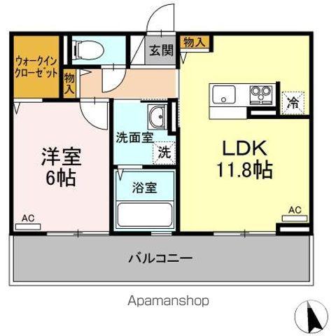 セレーノ南田宮(1LDK/3階)の間取り写真