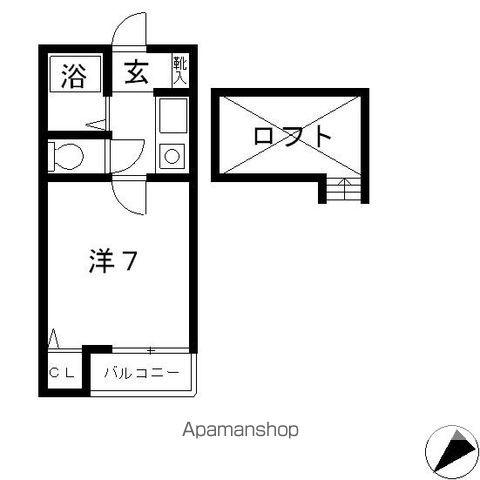 ルミエール竹下(1K/2階)の間取り写真