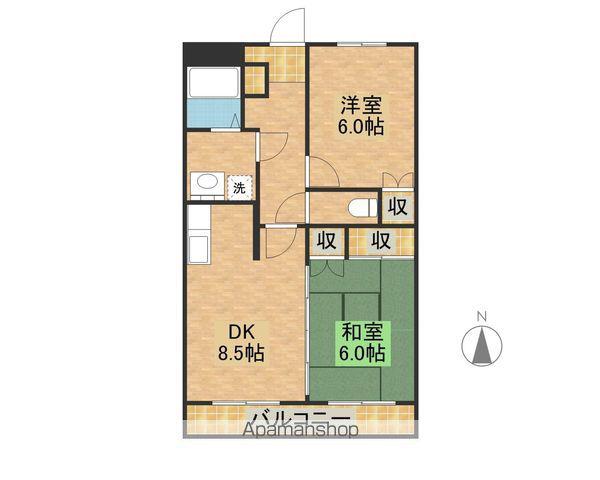 花山手東館(2DK/3階)の間取り写真