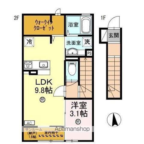 グラン コンフォレア(1LDK/2階)の間取り写真