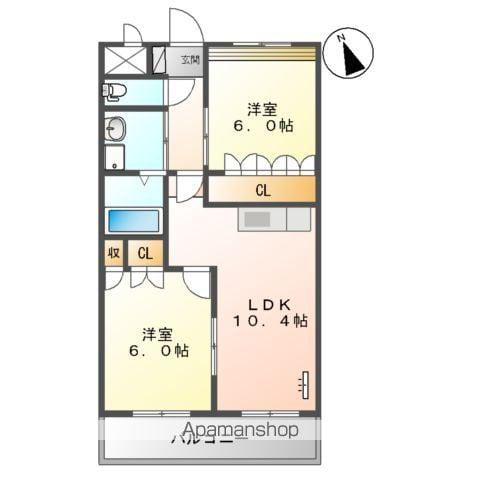 クレオール(2LDK/2階)の間取り写真