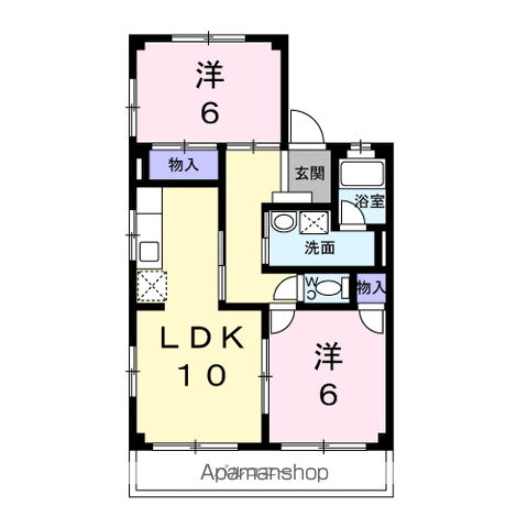 浅野ハイツ(2LDK/2階)の間取り写真