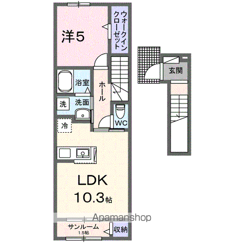 メール エ プラージュ(1LDK/2階)の間取り写真