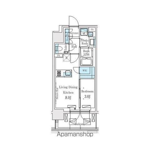 プライムガーデン恵比寿南(1LDK/5階)の間取り写真
