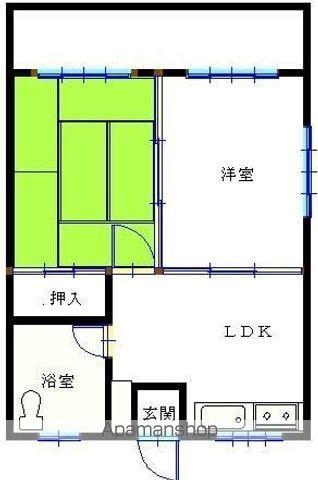 知念アパート(2DK/3階)の間取り写真