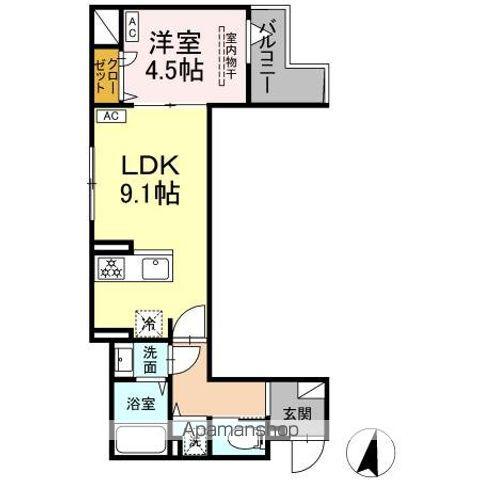 セレスティア大島(1LDK/2階)の間取り写真