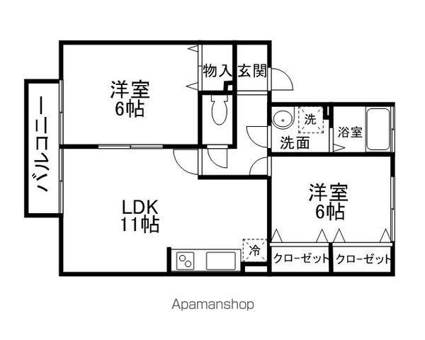 ディアコート(2LDK/2階)の間取り写真