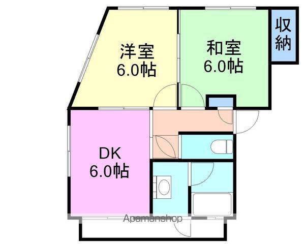 サンハイツ麻里布(2DK/3階)の間取り写真