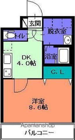 ヒーローマンション黄金Ⅱ(1DK/2階)の間取り写真