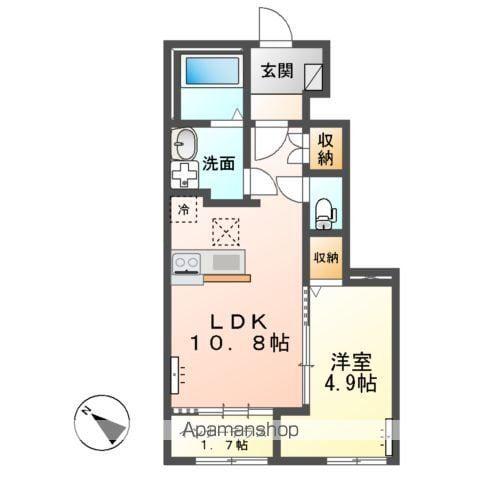 つくば市大角豆アパート(1LDK/1階)の間取り写真