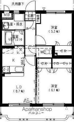 フローランテ・Ⅱ(2LDK/1階)の間取り写真
