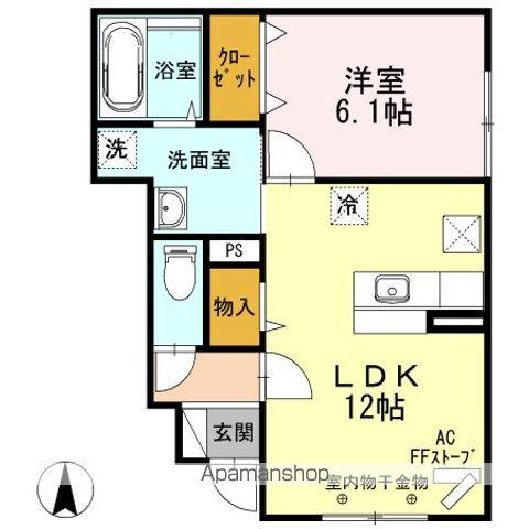 ラフィーネ東城北(1LDK/1階)の間取り写真