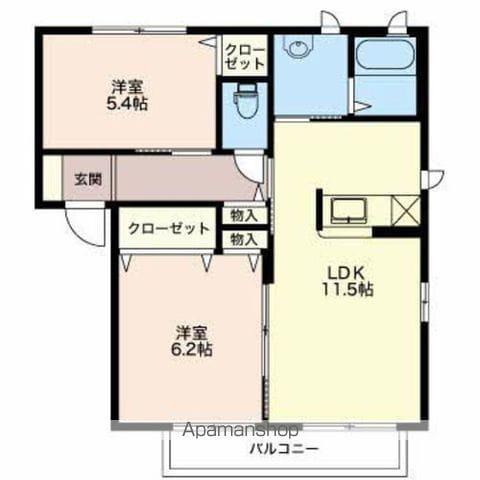 ディアスあわの(2LDK/2階)の間取り写真