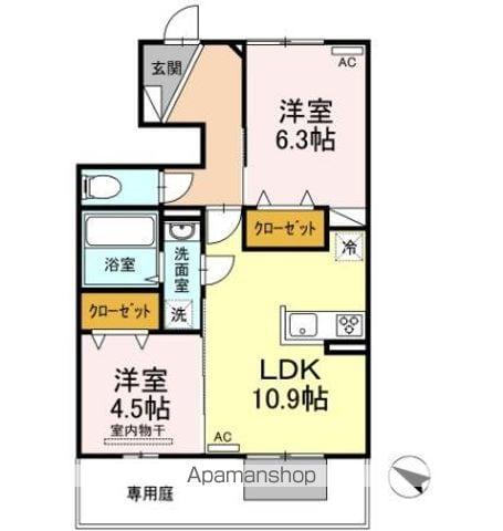 D-ROOMうみ(2LDK/1階)の間取り写真