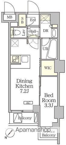 アジールコート池尻大橋(1DK/3階)の間取り写真