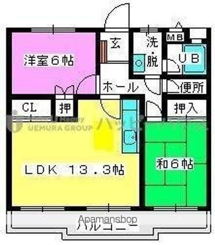 メゾン・ド・FUJI2(2LDK/2階)の間取り写真