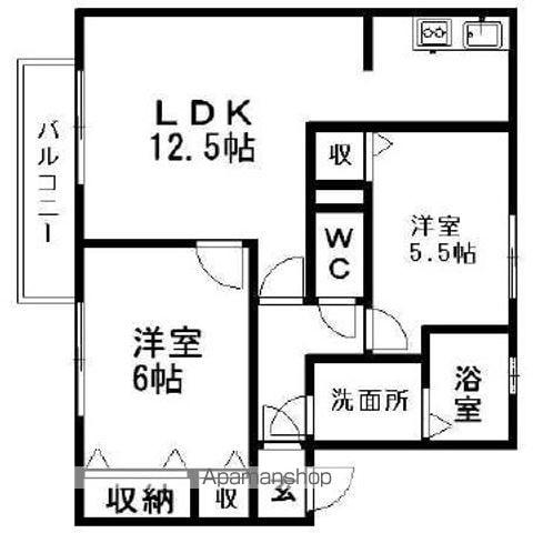 リュミエール(2LDK/2階)の間取り写真