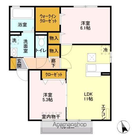 エーデルハイム B(2LDK/1階)の間取り写真