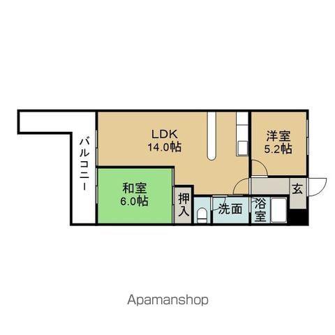セゾンプランドール晴丘(2LDK/4階)の間取り写真