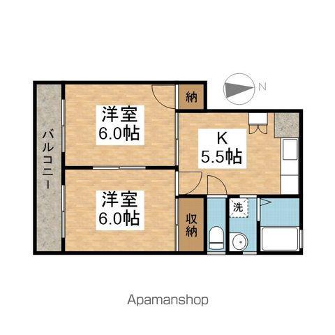 イーストハイツ(2K/1階)の間取り写真