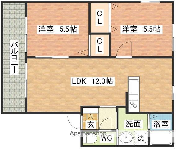 ハピーコート(2LDK/2階)の間取り写真