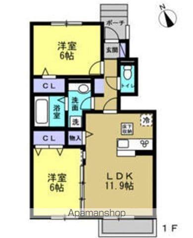 サンモールAB(2LDK/1階)の間取り写真