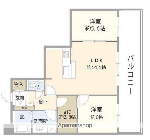 ディアマークスキャピタルタワー(2LDK/28階)の間取り写真