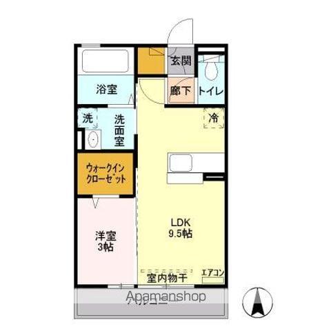 カリンビュー足利(1LDK/3階)の間取り写真