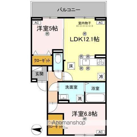 グラシア春日(2LDK/1階)の間取り写真