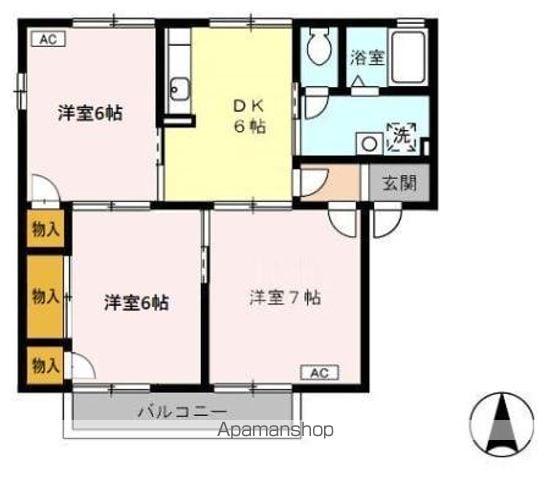 セジュール沙香保 B棟(3DK/1階)の間取り写真