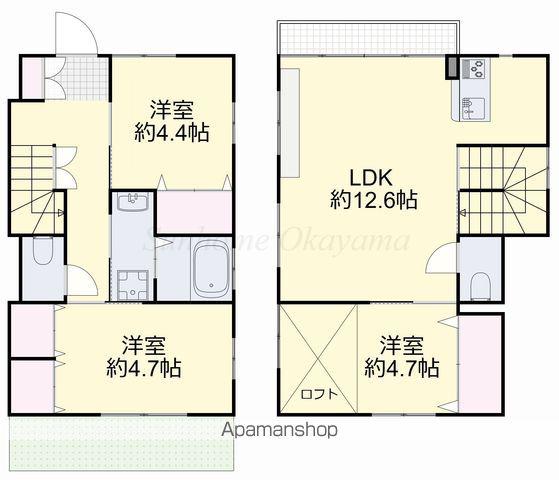 宇野線 大元駅 徒歩12分 2階建 築20年(3LDK)の間取り写真
