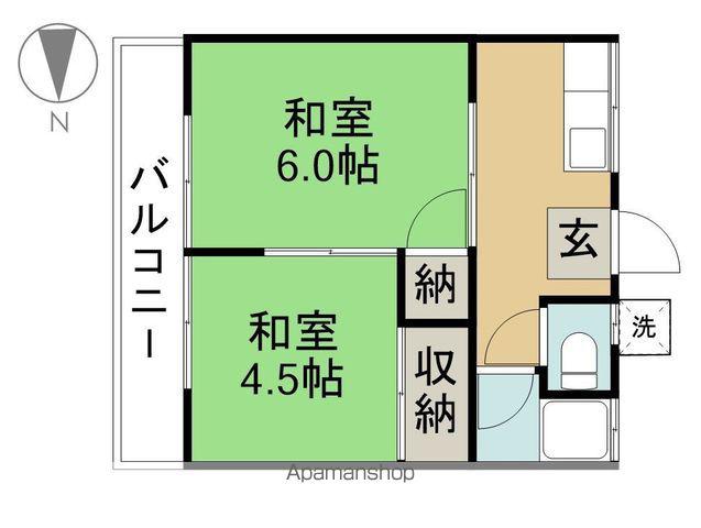 共永荘(2K/2階)の間取り写真