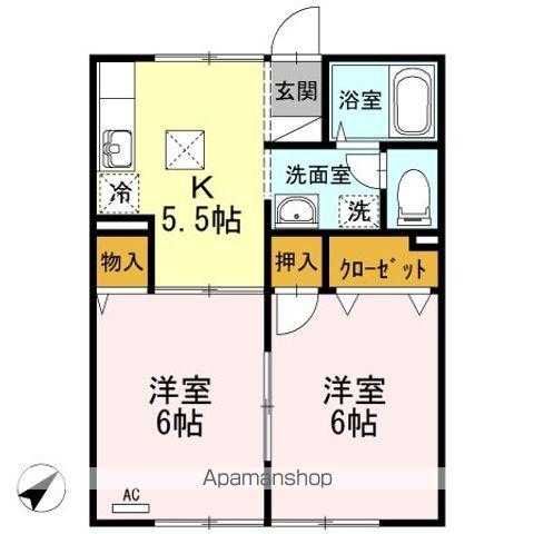 メゾンソレイユ(2K/1階)の間取り写真