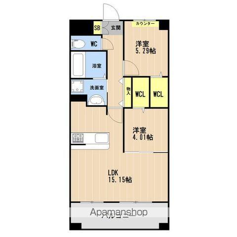 LIBTH上牟田ウエスト(2LDK/8階)の間取り写真