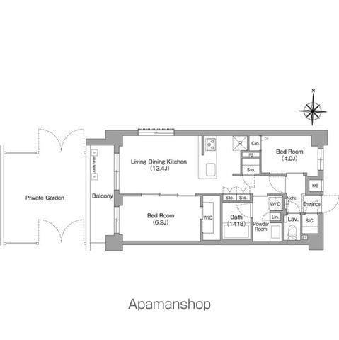 コンフォリア・リヴ永福町(2LDK/1階)の間取り写真