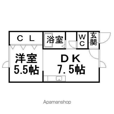 フィールドハウスⅡ(1DK/1階)の間取り写真
