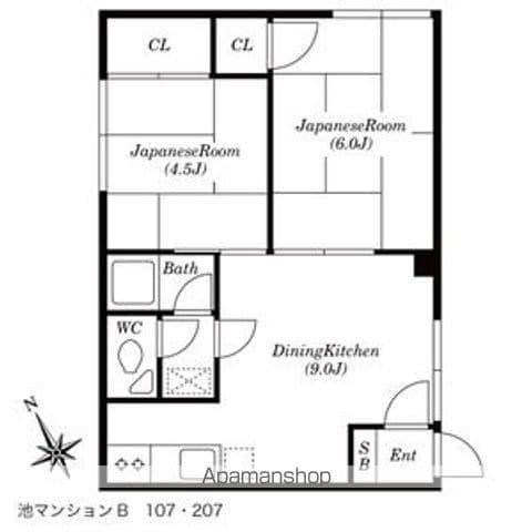 池マンションB(2DK/2階)の間取り写真