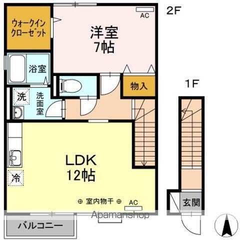 リビングタウン長久保D(1LDK/2階)の間取り写真