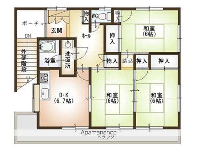 竹田一戸建 東棟(3DK/2階)の間取り写真