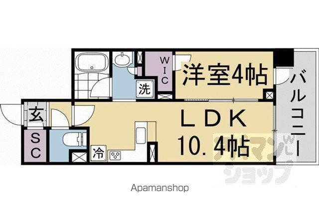 ユニハイム京都七条通(1LDK/8階)の間取り写真