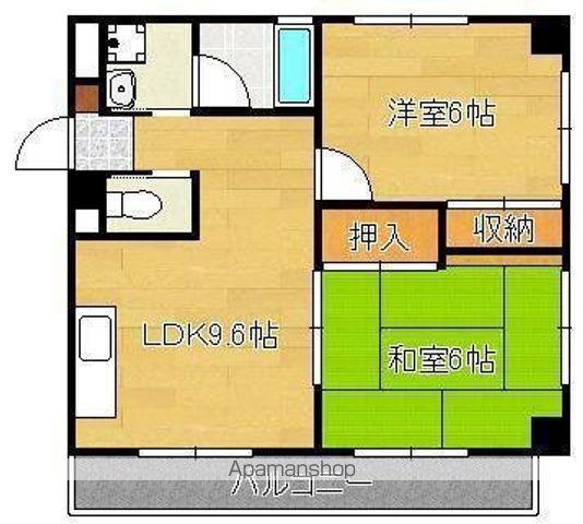 オアーゼ上の原(2LDK/5階)の間取り写真