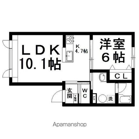 サンプレイスW1(1LDK/2階)の間取り写真