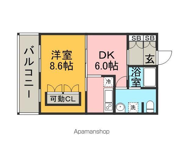 レジデンシャルヒルズインペリアルスイート(1DK/8階)の間取り写真